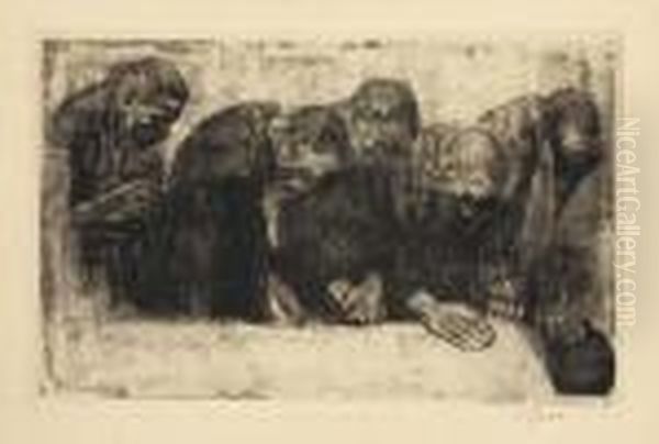 Gedenkblatt Fur Karl Liebknecht Oil Painting by Kathe Kollwitz