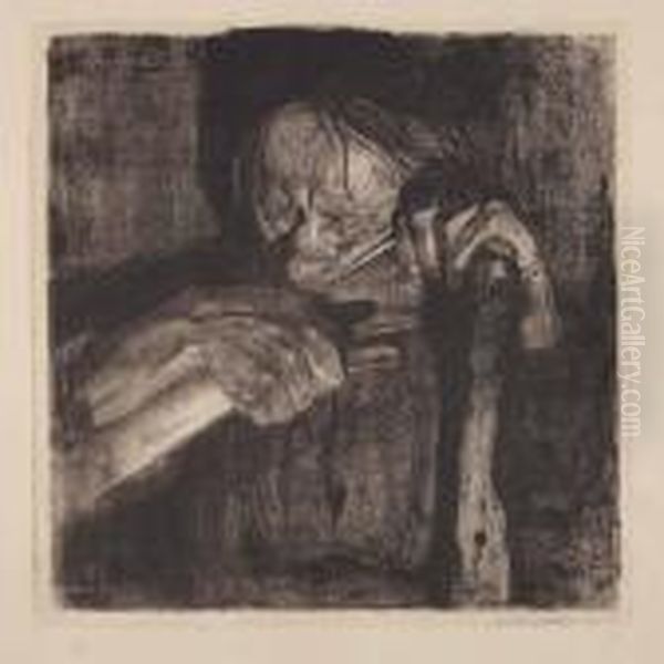 Beim Dengeln Oil Painting by Kathe Kollwitz