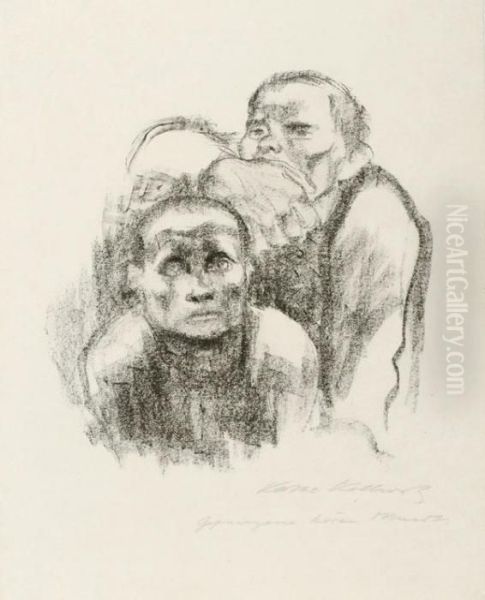 Gefangene,musik Horend Oil Painting by Kathe Kollwitz