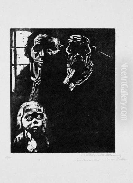 Proletariat: Erwerbslos -hunger - Kindersterben Oil Painting by Kathe Kollwitz