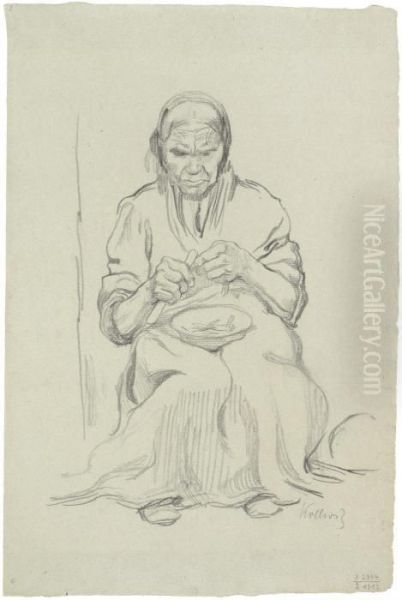 Sitzende Alte Frau Oil Painting by Kathe Kollwitz