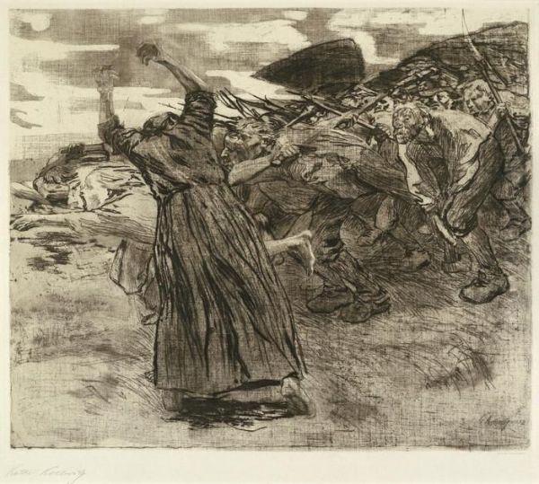 Losbruch Oil Painting by Kathe Kollwitz