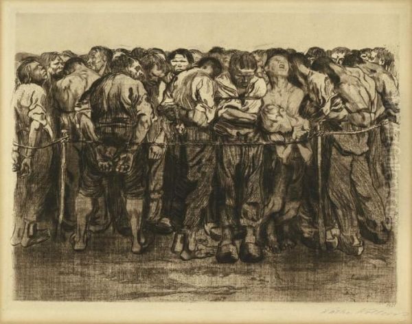 Die Gefangenen Oil Painting by Kathe Kollwitz