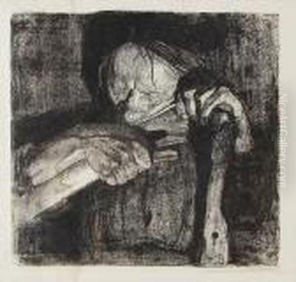 Beim Dengeln Oil Painting by Kathe Kollwitz