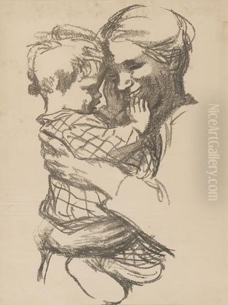 Mutter Mit Kind Auf Dem Arm Oil Painting by Kathe Kollwitz