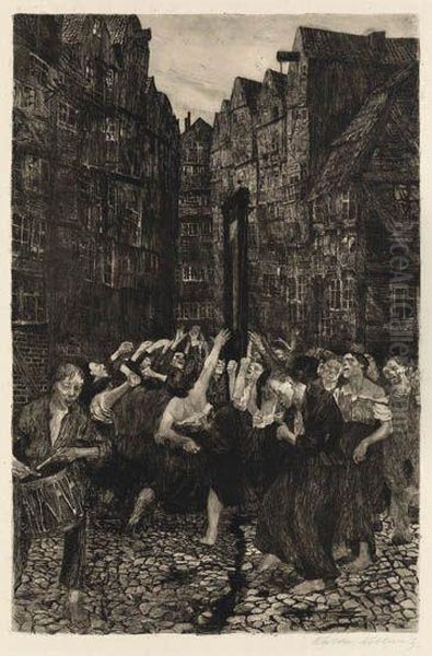 Die Carmagnole Oil Painting by Kathe Kollwitz