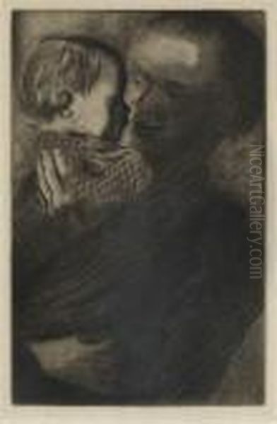 Mutter Mit Kind Auf Dem Arm Oil Painting by Kathe Kollwitz