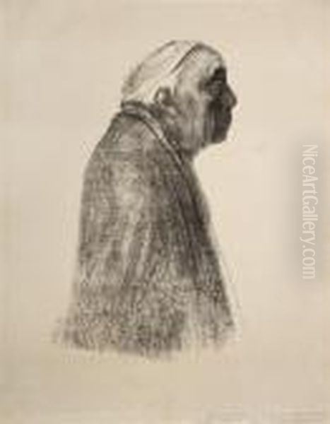 Selbstbildnis Im Profil Nach Rechts Oil Painting by Kathe Kollwitz