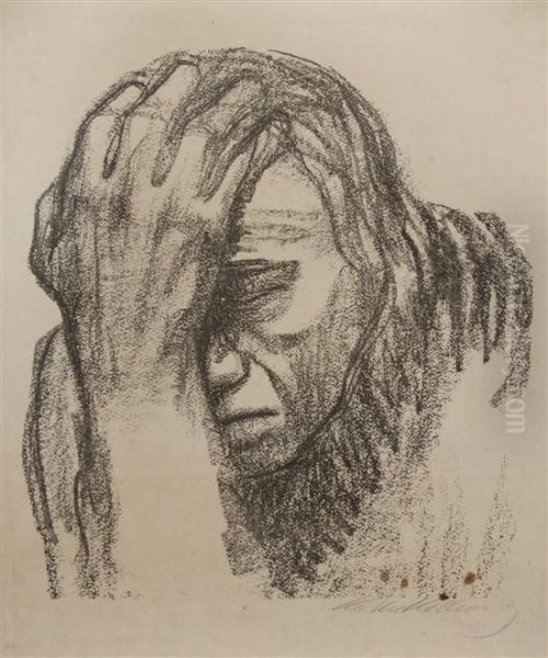 Nachdenkende Frau Oil Painting by Kathe Kollwitz