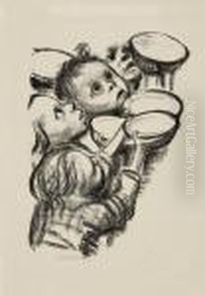 Deutschlands Kinder Hungern! Oil Painting by Kathe Kollwitz