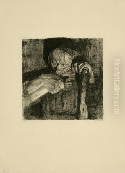 Beim Dengeln Oil Painting by Kathe Kollwitz