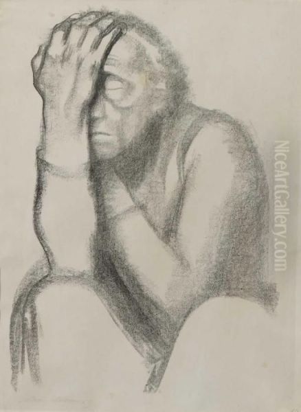 Nachdenkende Frau Oil Painting by Kathe Kollwitz