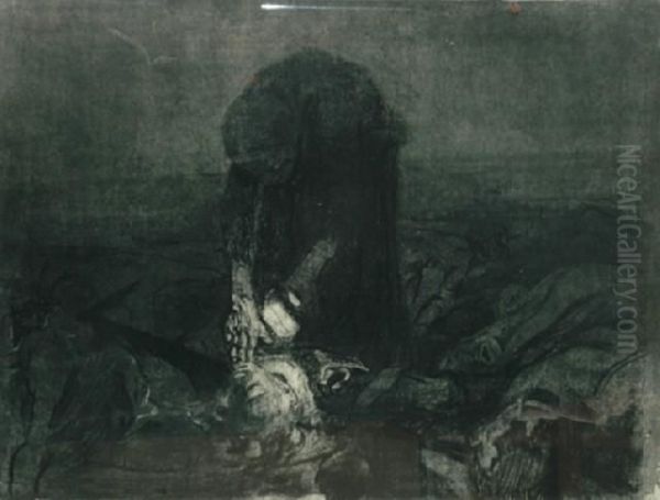 After The Battle Oil Painting by Kathe Kollwitz