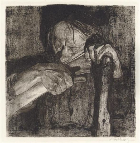 Beim Dengeln Oil Painting by Kathe Kollwitz