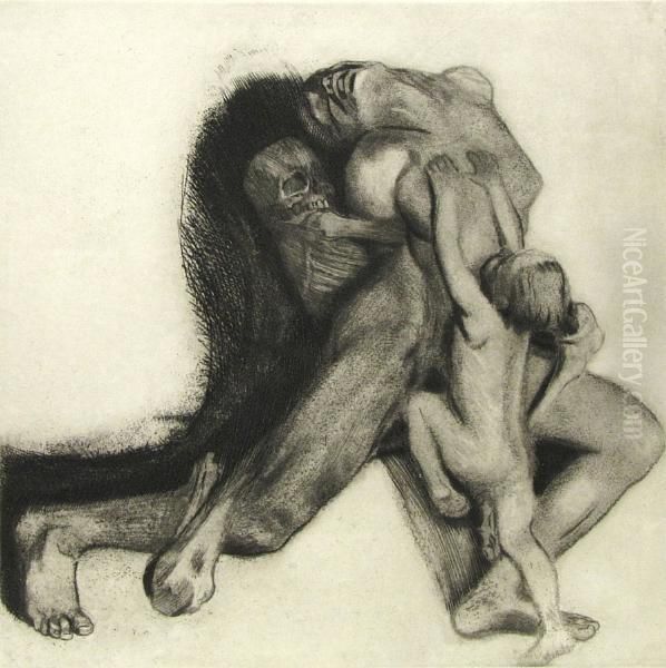 Tod Und Frau Oil Painting by Kathe Kollwitz