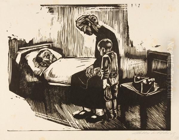 Besuch Imkrankenhaus Oil Painting by Kathe Kollwitz