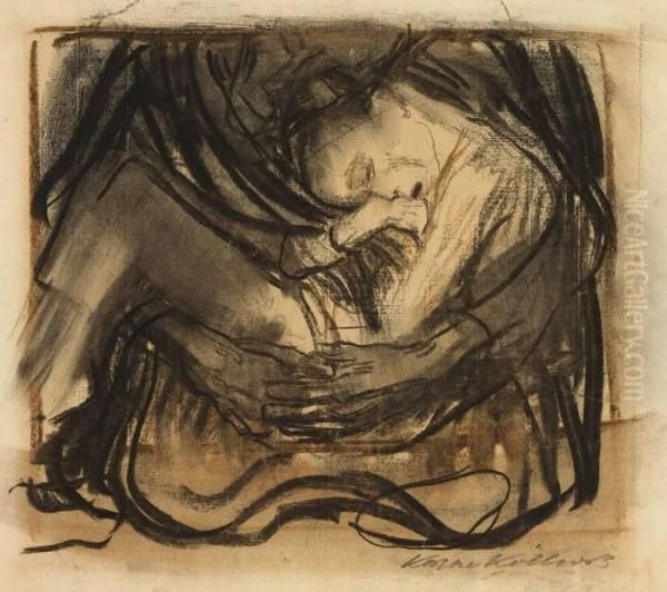 Tod Mit Frau Im Schoss Oil Painting by Kathe Kollwitz