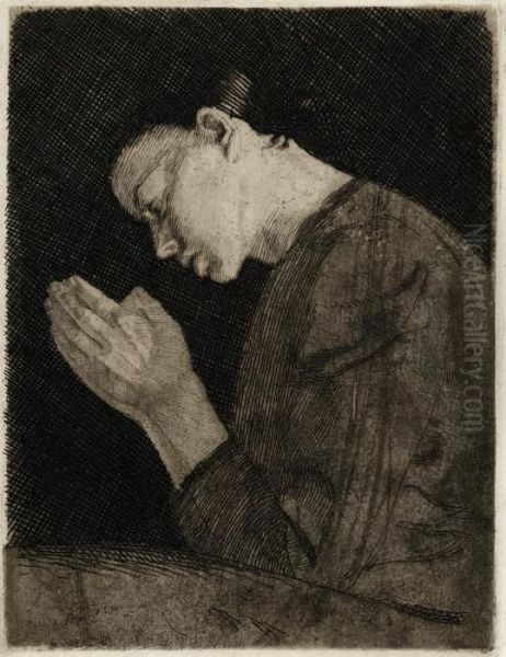 Betendes Madchen Oil Painting by Kathe Kollwitz