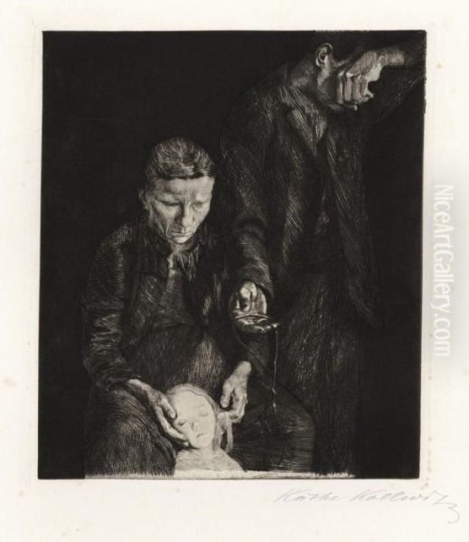 Zertrene (arme Familie) Oil Painting by Kathe Kollwitz