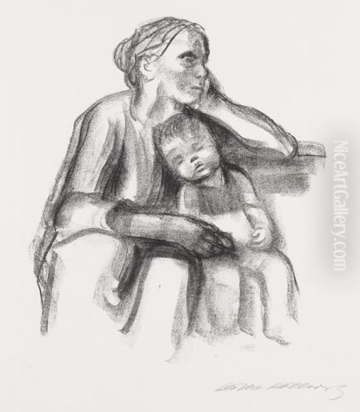 Arbeiterfrau Mit Schlafendem Jungen Oil Painting by Kathe Kollwitz