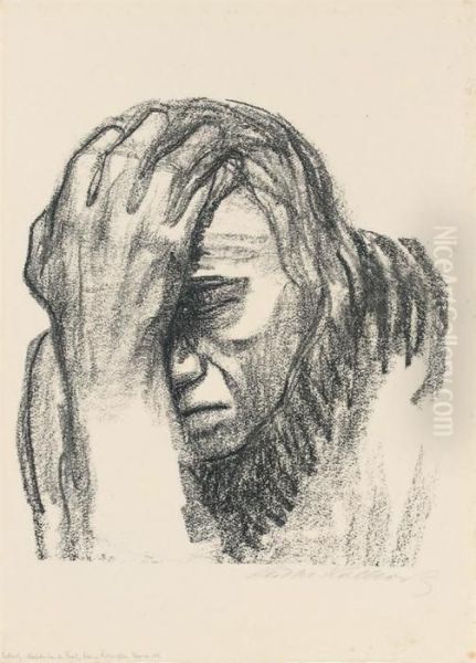 Nachdenkende Frau Oil Painting by Kathe Kollwitz