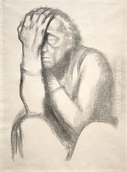 Nachdenkende Frau Oil Painting by Kathe Kollwitz