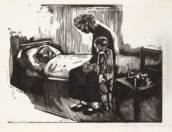 Besuch Im Krankenhaus Oil Painting by Kathe Kollwitz