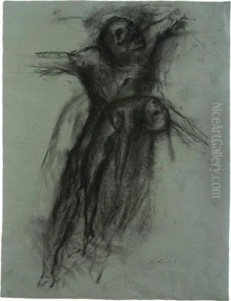 Tod Und Jungling, Aufschwebend Oil Painting by Kathe Kollwitz