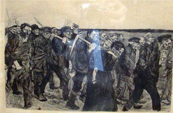 Weberzug Oil Painting by Kathe Kollwitz