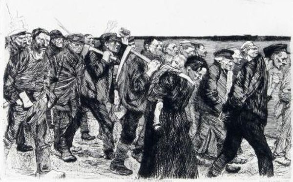 Weberzug Oil Painting by Kathe Kollwitz