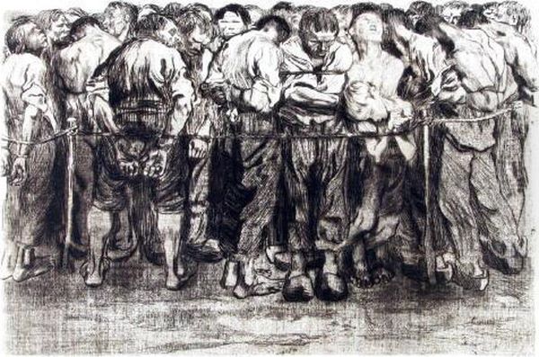 Die Gefangenen Oil Painting by Kathe Kollwitz