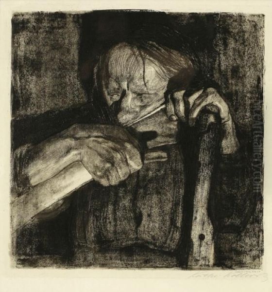 Biem Dengeln Oil Painting by Kathe Kollwitz