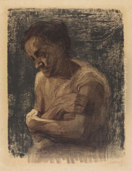 Halbfigur Einer Frau Mit Verschrankten Armen Oil Painting by Kathe Kollwitz