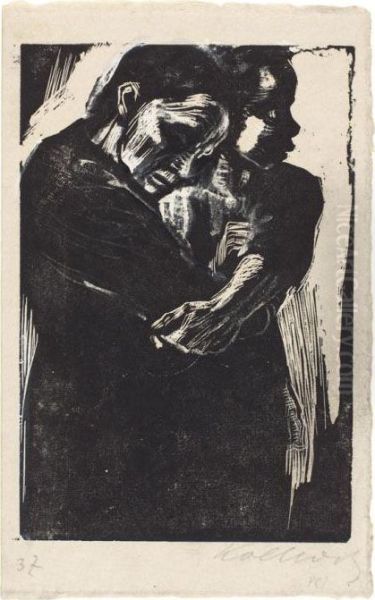 Frau Mit Kind Auf Dem Arm Oil Painting by Kathe Kollwitz