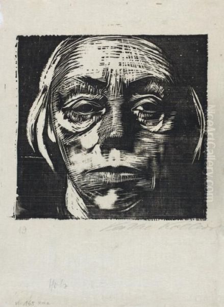 Selbstbildnis Von Vorn Oil Painting by Kathe Kollwitz