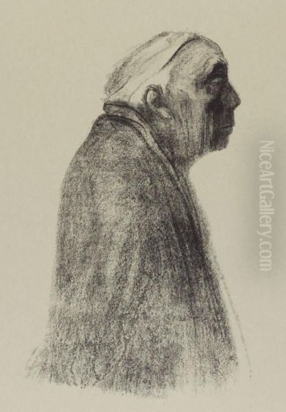 Selbstbildnis Im Profil Nach Rechts Oil Painting by Kathe Kollwitz