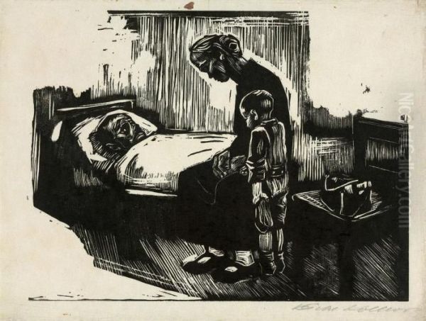 Besuch Im Krankenhaus Oil Painting by Kathe Kollwitz