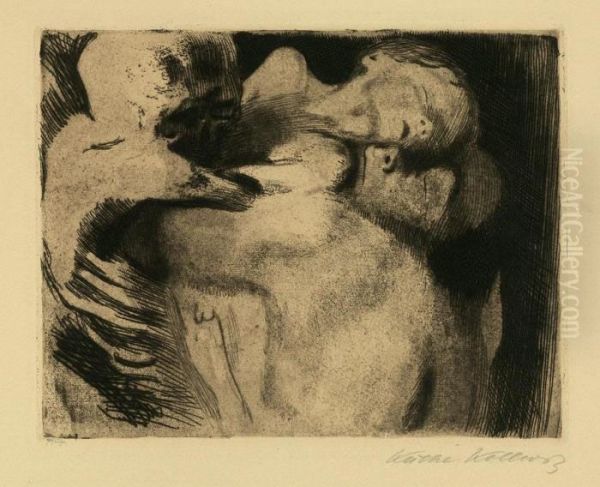 Tod Und Frau Oil Painting by Kathe Kollwitz