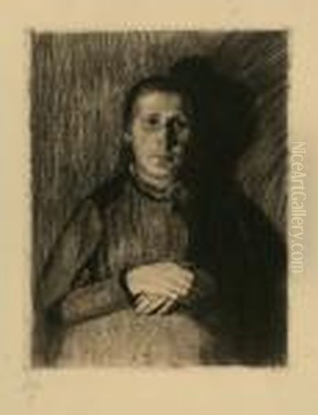 Frau Mit Ubereinandergelegten Handen Oil Painting by Kathe Kollwitz