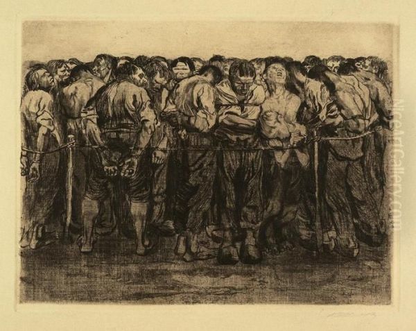 Die Gefangenen Oil Painting by Kathe Kollwitz