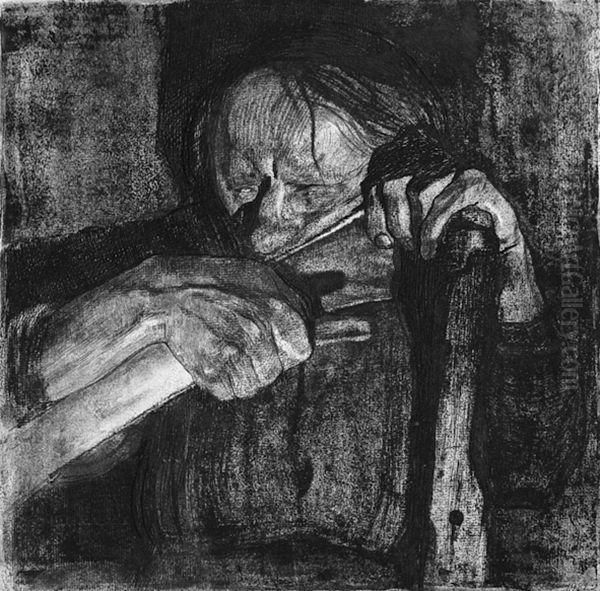 Beim Dengeln Oil Painting by Kathe Kollwitz