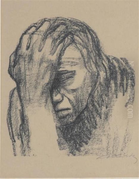 Nachdenkende Frau Oil Painting by Kathe Kollwitz