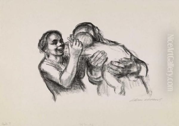 Muttergluck (eltern Mit Kind) Oil Painting by Kathe Kollwitz