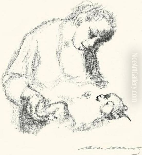 Junge Mutter Mit Saugling Oil Painting by Kathe Kollwitz