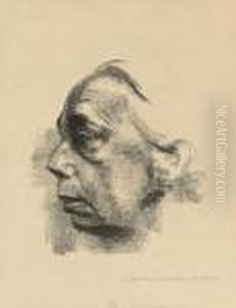 Selbstbildnis Im Profil Oil Painting by Kathe Kollwitz