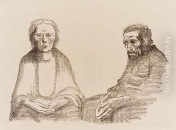 Die Eltern Der Kunstlerin Oil Painting by Kathe Kollwitz