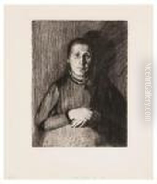 Frau Mit Ubereinandergelegten Handen Oil Painting by Kathe Kollwitz