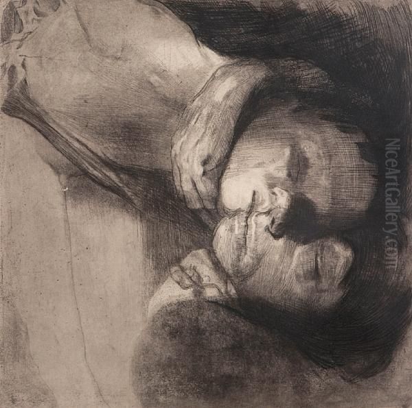 Tod, Fran Und Kind Oil Painting by Kathe Kollwitz