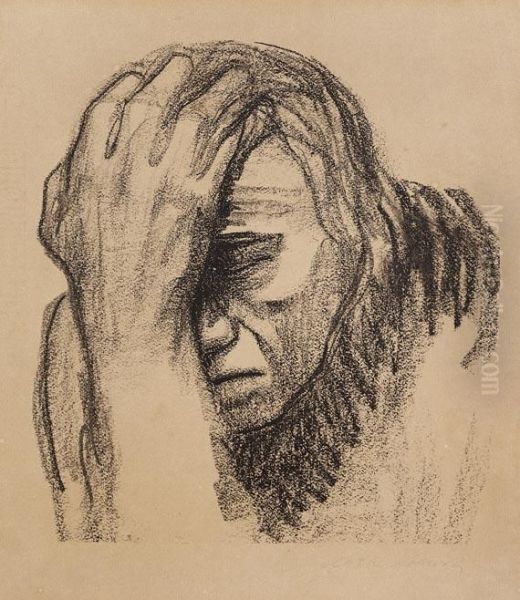 Nachdenkende Frau Oil Painting by Kathe Kollwitz