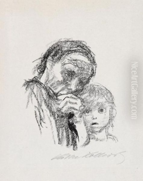 Mutter Und Kind (endgultige Fassung) Oil Painting by Kathe Kollwitz